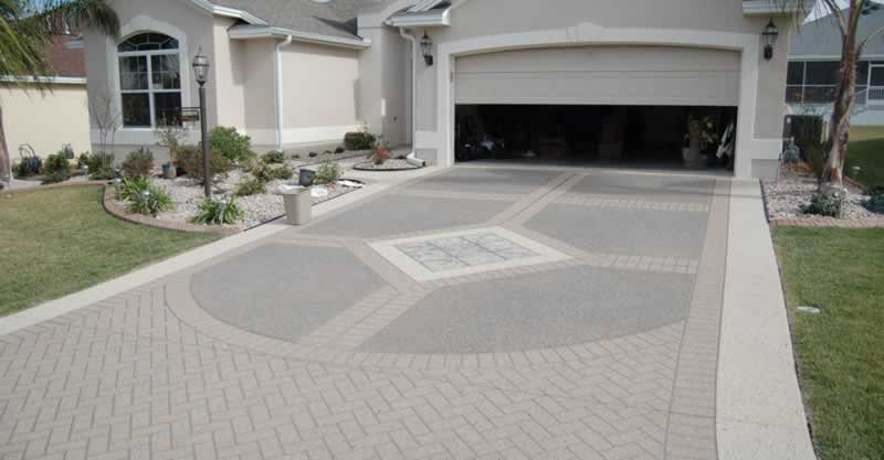 Fashionable concrete driveway surfaces