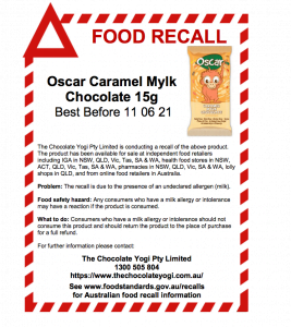 Dairy-free chocolate recalled